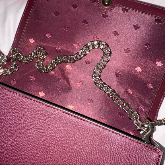Kate Spade Leather Crosbody Purse Deep Burgundy Maroon - Picture 7 of 9